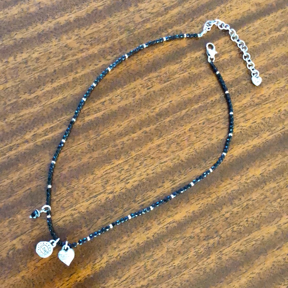 Brighton black Swarovski crystal necklace with heart charms
